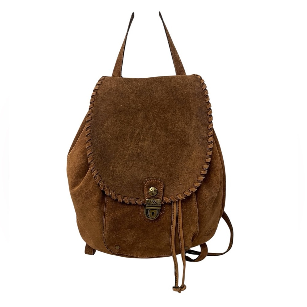 Patricia Nash Casape Brown Suede Drawstring Backpack Boho Western